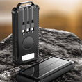 Laad de afbeelding in de Galerij-viewer, Solar World powerbank 10.000 mah met ingebouwde kabels en zonnepaneel zwart