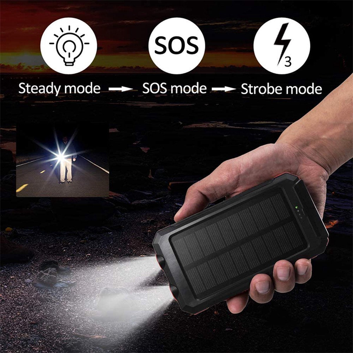 Solar World powerbank 10.000 Mah met zonnepaneel blauw
