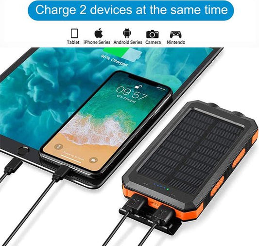 Solar World powerbank 10.000 Mah met zonnepaneel blauw