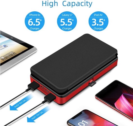 Solar World powerbank 20.000 Mah 1+5 uitklapbare zonnepanelen