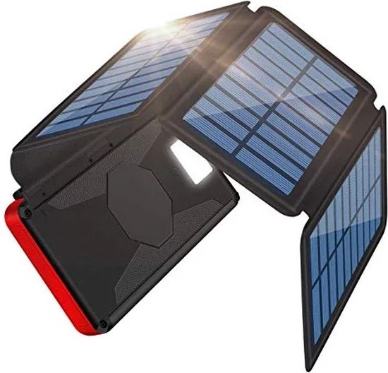 Solar World powerbank 20.000 Mah 1+5 uitklapbare zonnepanelen