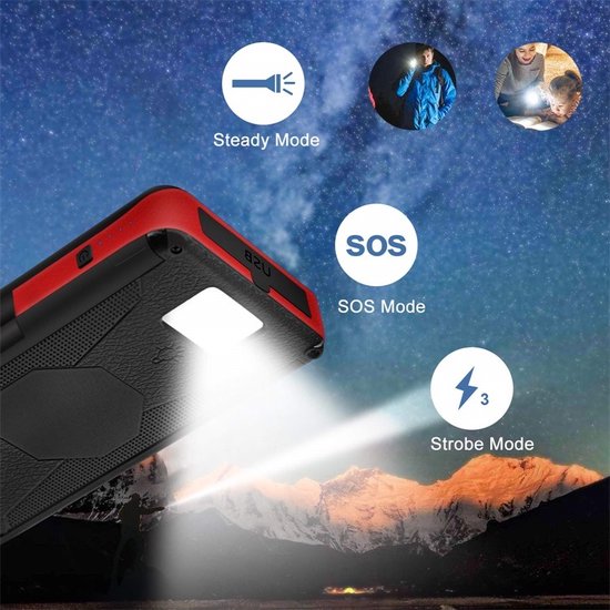 Solar World powerbank 20.000 Mah 1+3 uitklapbare zonnepanelen