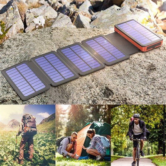 Solar World powerbank 20.000 Mah 1+3 uitklapbare zonnepanelen