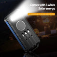 Laad de afbeelding in de Galerij-viewer, Solar World powerbank 10.000 mah met ingebouwde kabels en zonnepaneel blauw

