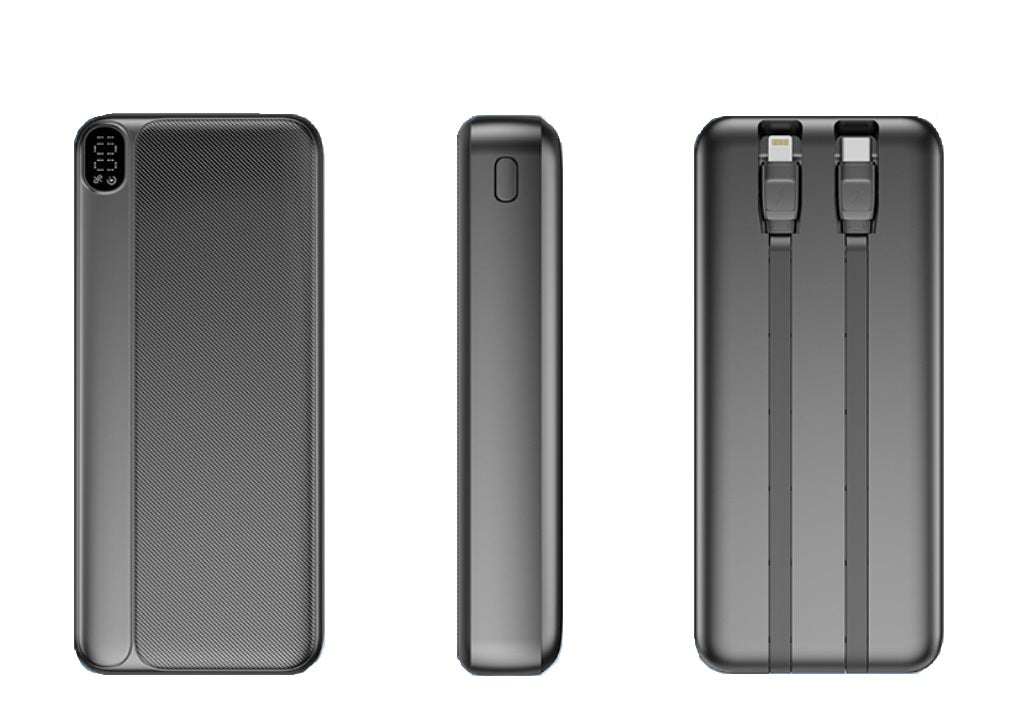Solar World powerbank 20.000 Mah met ingebouwde kabels
