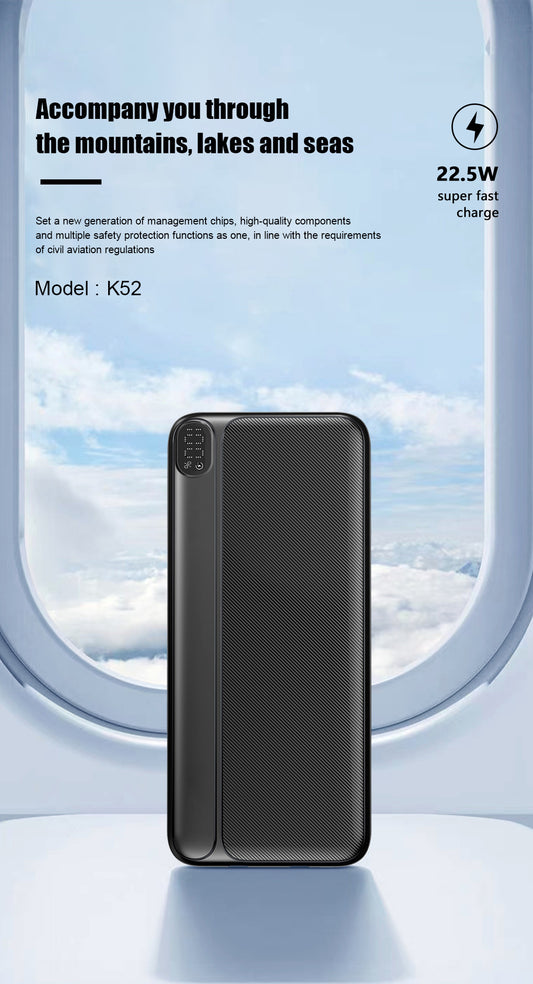 Solar World powerbank 20.000 Mah met ingebouwde kabels
